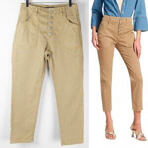 Veronica Beard Arya Pants High Waist Straight Leg Cargo Cotton Tan Size 28